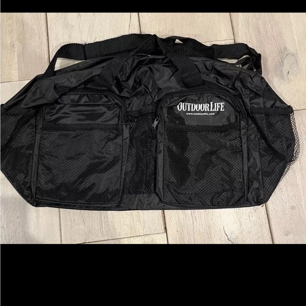 Outdoor Life Black Travel Duffel Bag with Zippered Pockets New Never Used